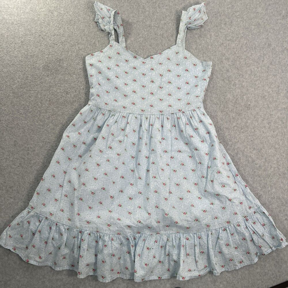 NWT Janie and Jack Floral Ruffle Sleeve Dress Blue 12 Girls